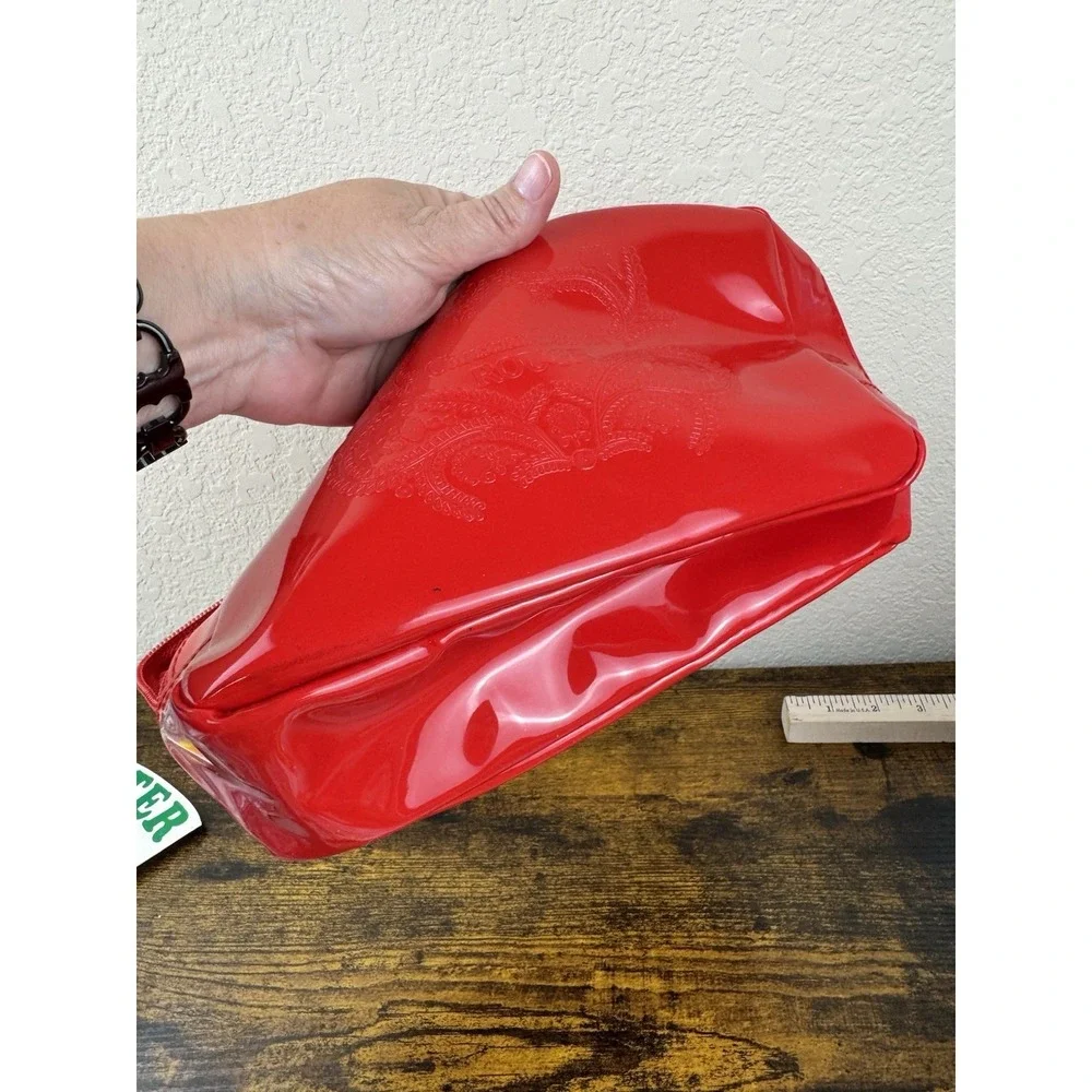 Christian‎ Lacroix Rouge Avon Makeup Bag Red Patent Cosmetic Zip Pouch